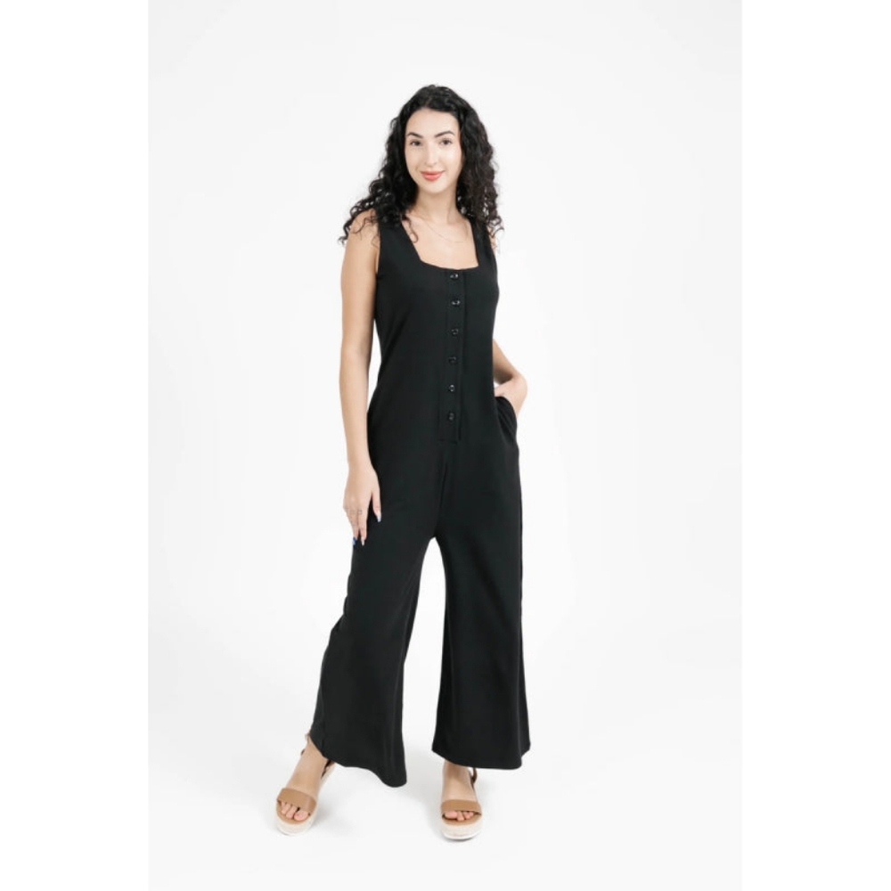 Smash + Tess Marion Wide Leg Romper Black (Large)